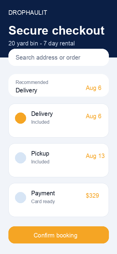 Book & checkout - mobile