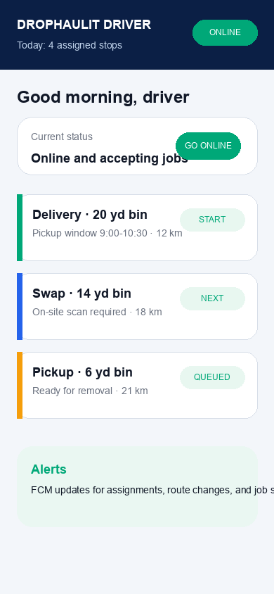 Jobs & online status - mobile