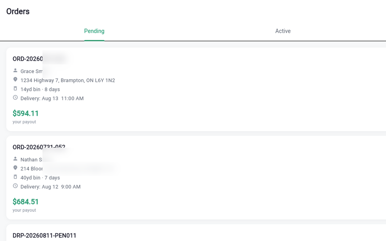 Orders - desktop